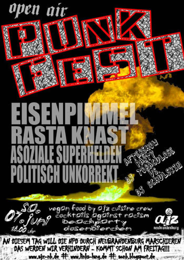 Flyer: EISENPIMMEL + RASTA KNAST + ASOZIALE SUPERHELDEN + POLITISCH UNKORREKT