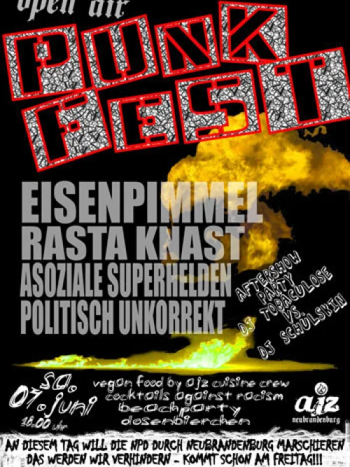 Flyer: EISENPIMMEL + RASTA KNAST + ASOZIALE SUPERHELDEN + POLITISCH UNKORREKT