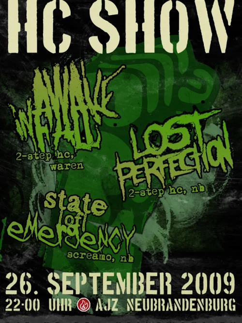 Flyer: AWAKE IN FALL + LOST PERFECTION + STATE|OF|EMERGENCY