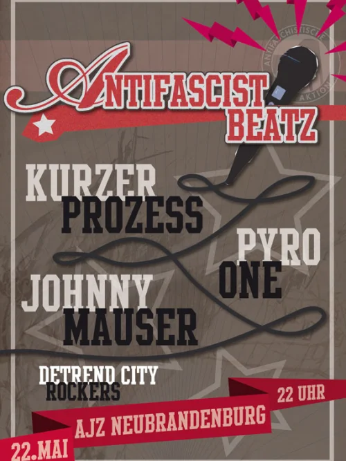 Flyer: KURZER PROZESS + PYRO ONE + JOHNNY MAUSER + DETREND CITY ROCKERS