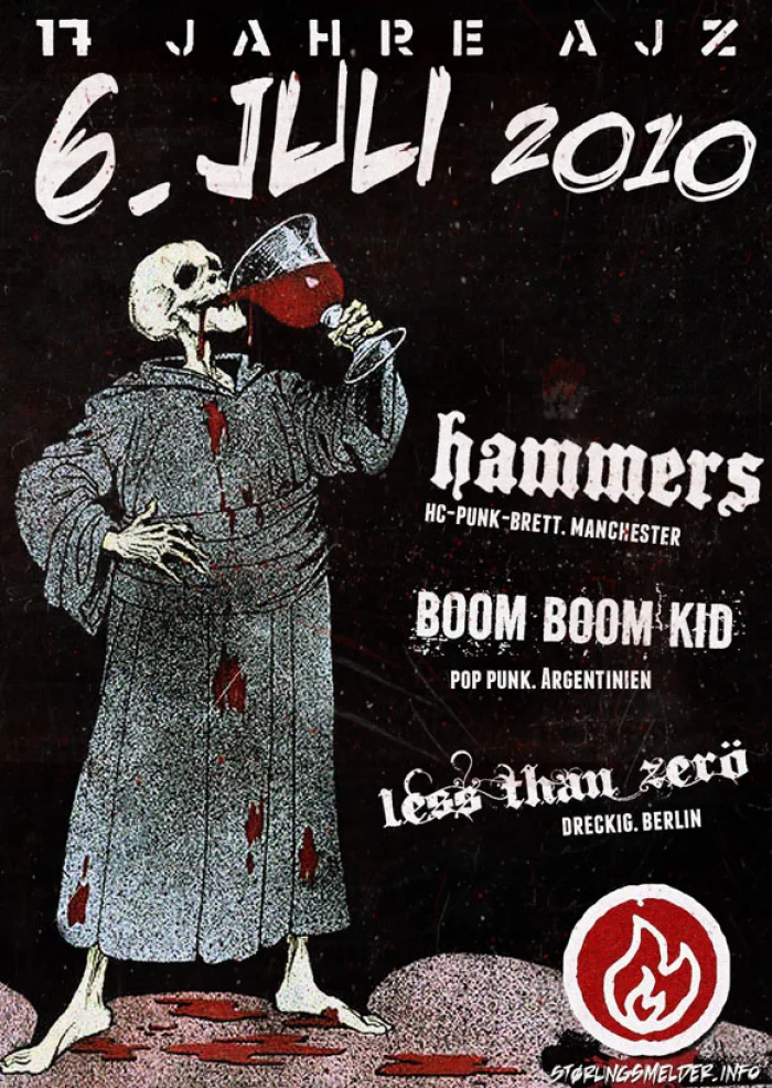Flyer: HAMMERS + BOOM BOOM KID + LESS THAN ZERO