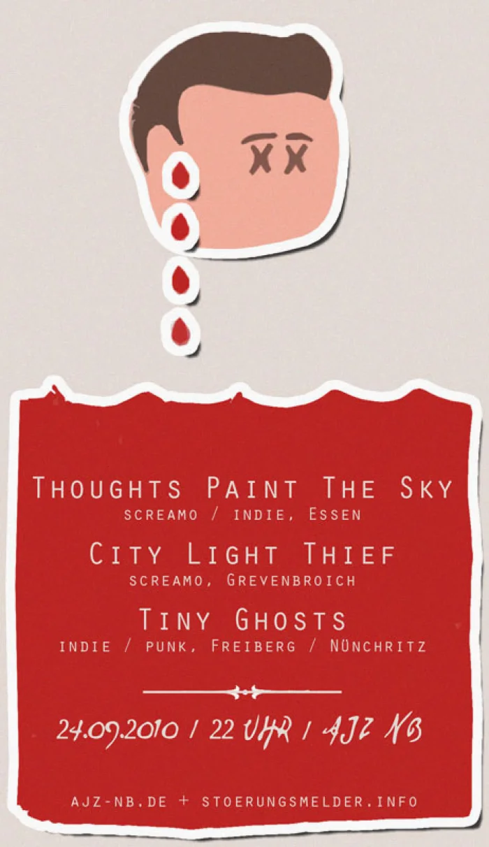 Flyer: THOUGHTS PAINT THE SKY + CITY LIGHT THIEF + TINY GHOSTS