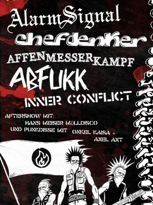 Flyer: AFFENMESSERKAMPF + CHEFDENKER + INNER CONFLICT + ALARMSIGNAL + ABFUKK