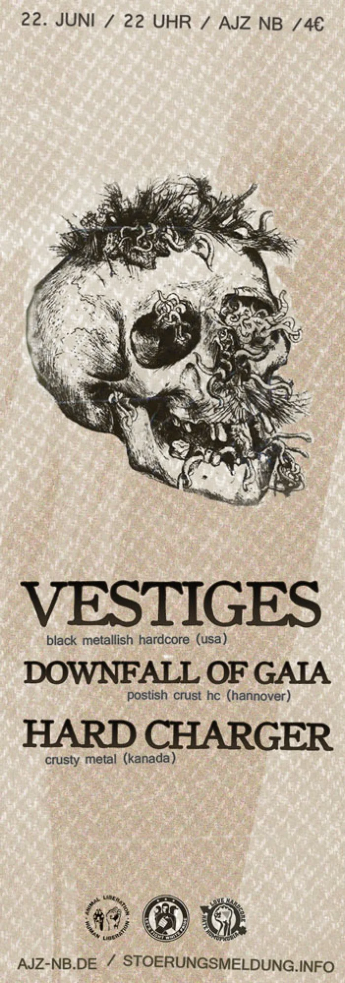 Flyer: VESTIGES + DOWNFALL OF GAIA + HARD CHARGER