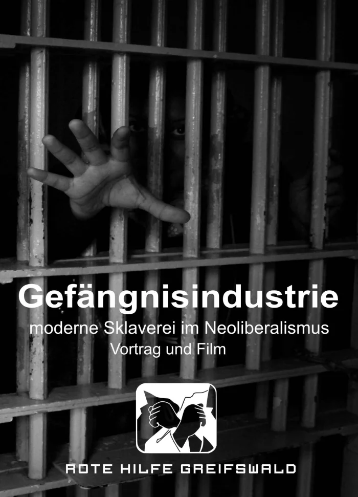 Flyer: Gefängnisindustrie - moderne Sklaverei im Neoliberalismus