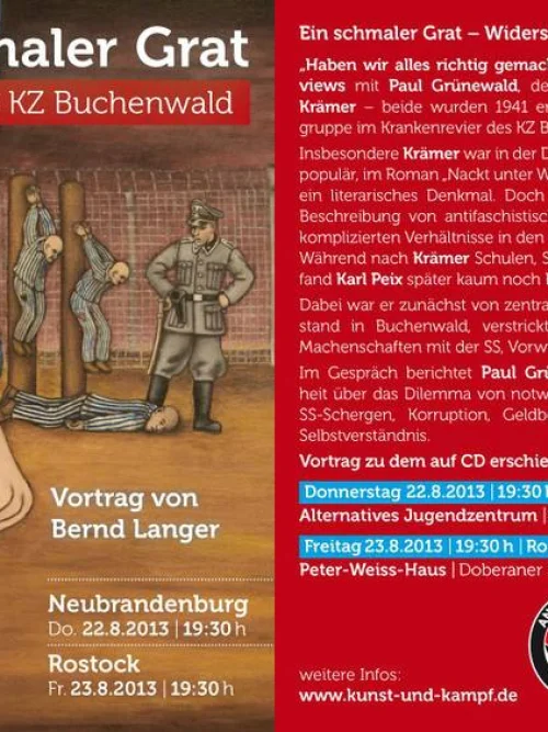 Flyer: Ein schmaler Grat - Widerstand im KZ Buchenwald