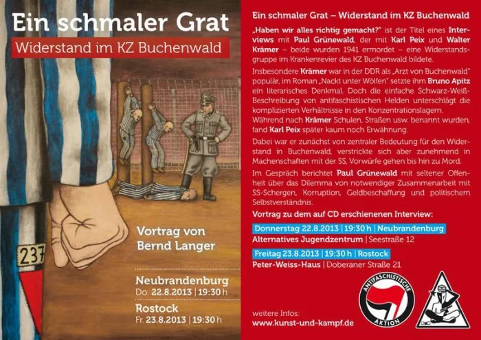 Flyer: Ein schmaler Grat - Widerstand im KZ Buchenwald