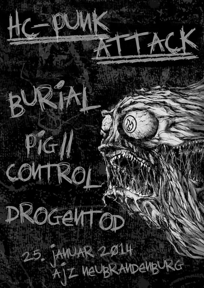 Flyer: BURIAL + PIG//CONTROL + DROGENTOD