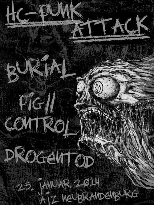 Flyer: BURIAL + PIG//CONTROL + DROGENTOD