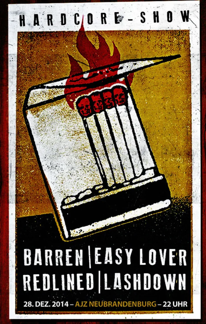 Flyer: BARREN + REDLINED + EASY LOVER + LASHDOWN