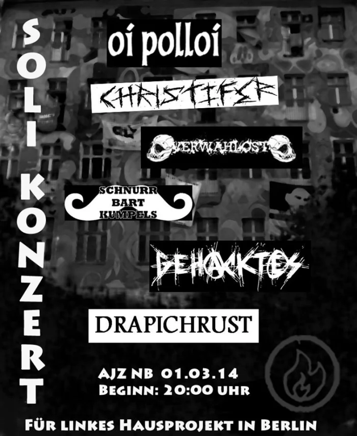 Flyer: VERWAHLOST + SCHNURRBARTKUMPELS + CHRISTIFER + GEHACKTES + OI POLLOI + DRAPICHRUST