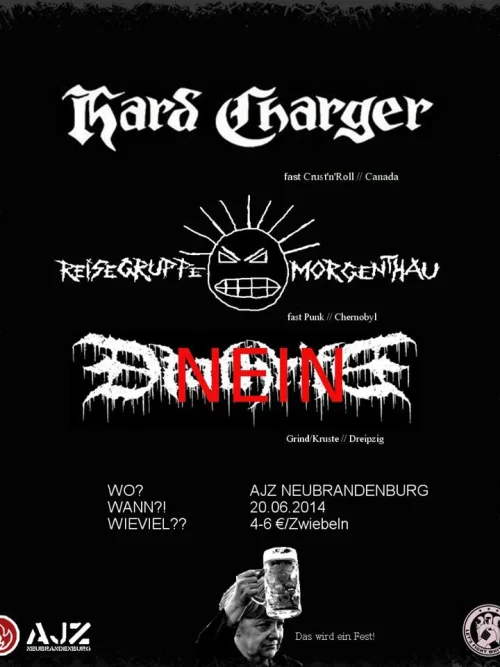 Flyer: HARD CHARGER + REISEGRUPPE MORGENTHAU