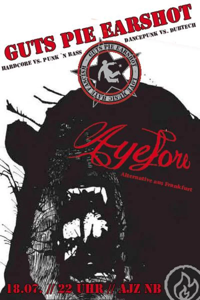 Flyer: 21 Jahre AJZ  + AYEFORE + GUTS PIE EARSHOT