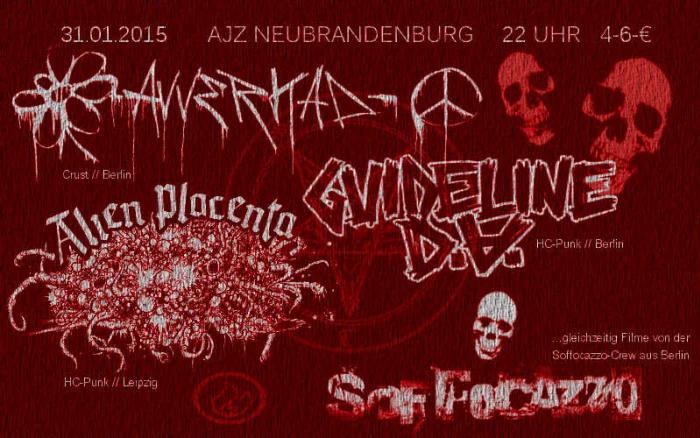 Flyer: Avverkad + Alien Placenta + Guideline D.A.