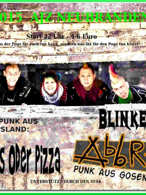 Flyer: ABBRUCH + POMMES ODER PIZZA + BLINKER LINKS