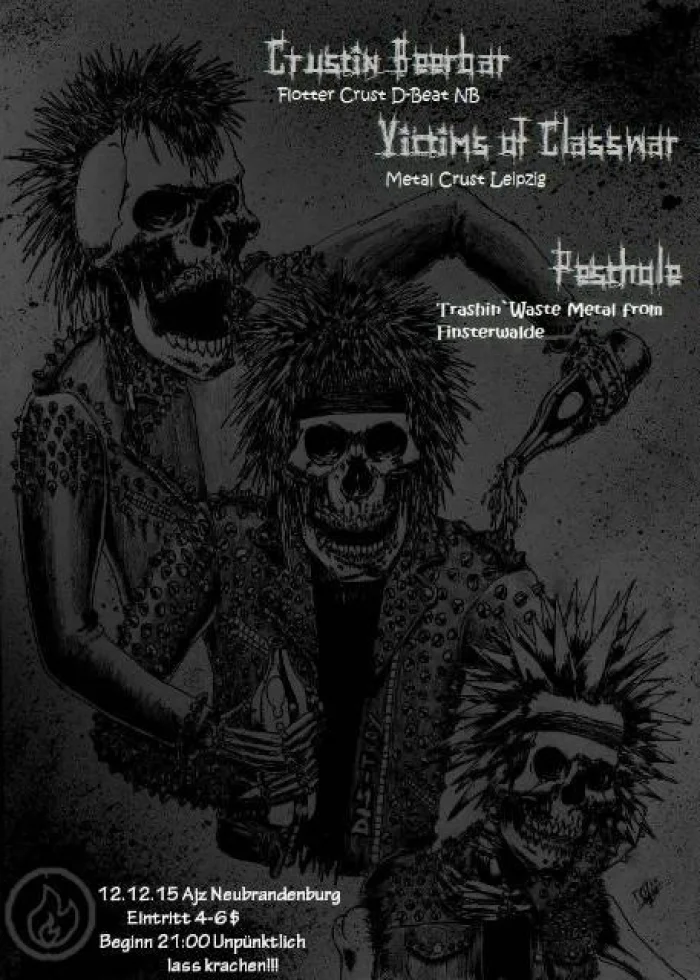 Flyer: VICTIMS OF CLASSWAR + CRUSTIN BEERBAR + PEST HOLE + SYRISCHE HIP-HOP-BAND