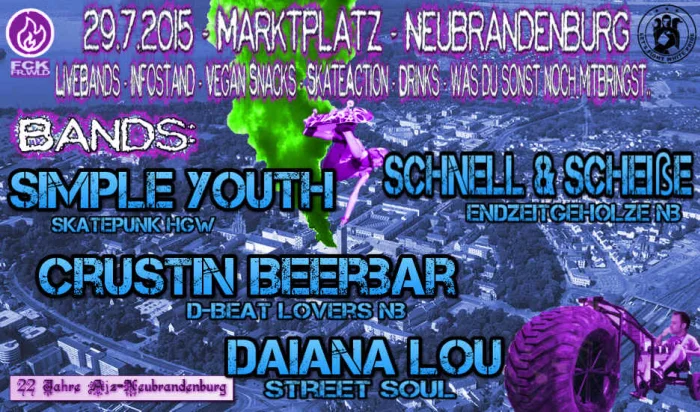 Flyer: 22 JAHRE AJZ + Schnell & Scheisze + Crustin Beerbar + Simple Youth + Daiana Lou