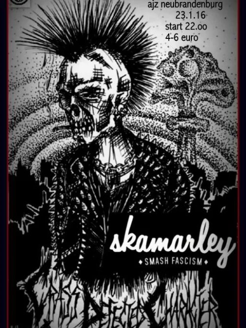 Flyer: SKAMARLEY + CRASS DEFECTED CHARACTER
