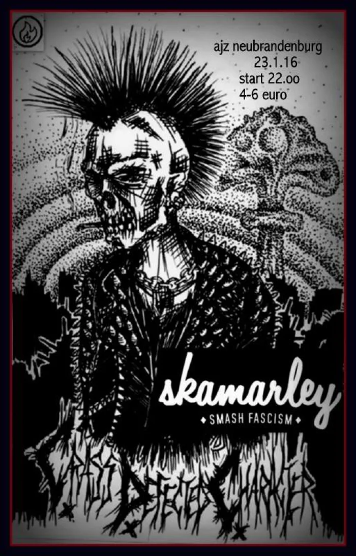 Flyer: SKAMARLEY + CRASS DEFECTED CHARACTER