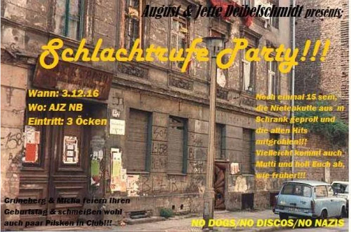 Flyer: SCHLACHTRUFE PARTY