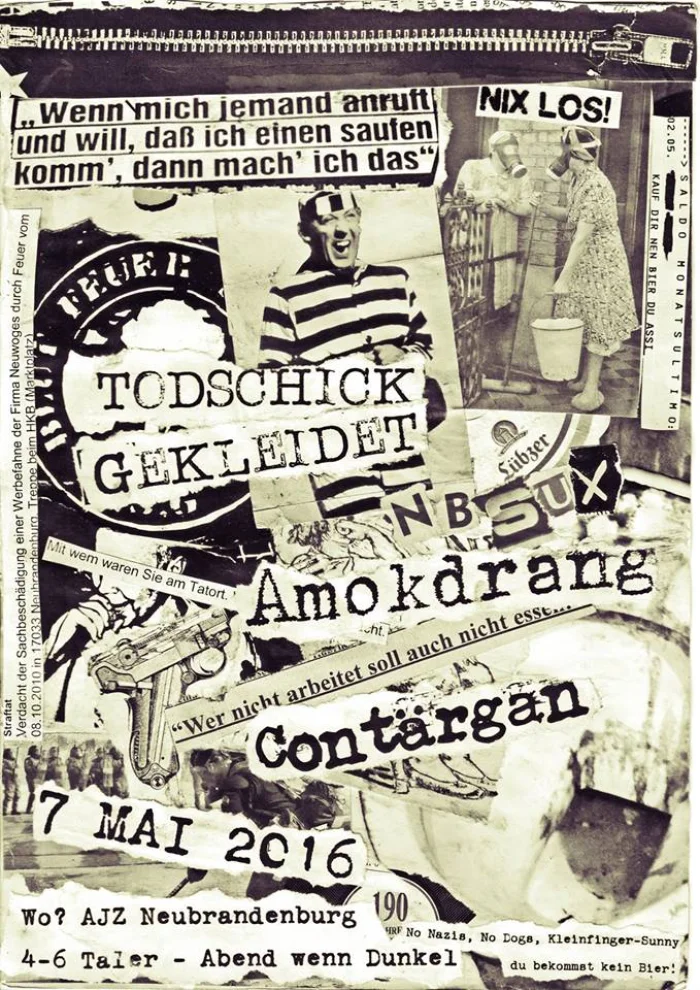 Flyer: AMOKDRANG + TODSCHICK GEKLEIDET + CONTÄRGAN