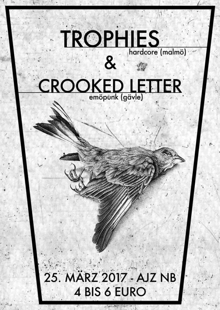 Flyer: TROPHIES + CROOKED LETTER