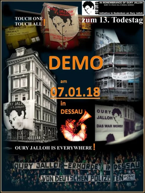 Flyer: DEMO IN DESSAU // IN GEDENKEN AN OURY JALLOH