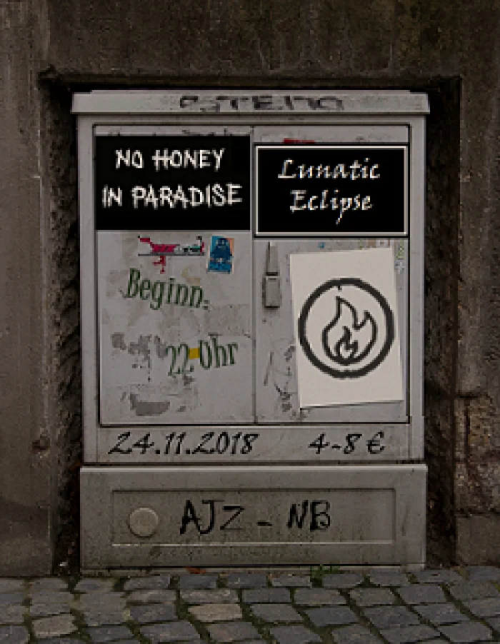 Flyer: NO HONEY IN PARADISE + LUNATIC ECLIPSE