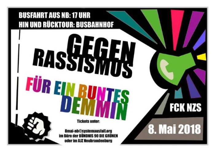 Flyer: GEGEN RASSISMUS FÜR EIN BUNTES DEMMIN
