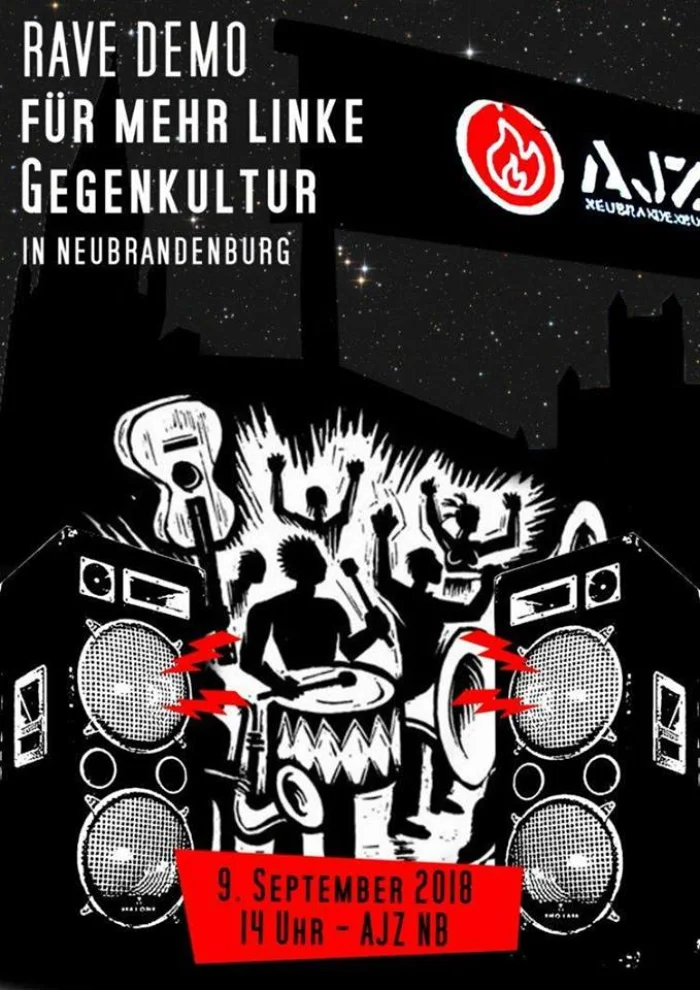 Flyer: RAVEDEMO FÜR MEHR LINKE GEGENKULTUR