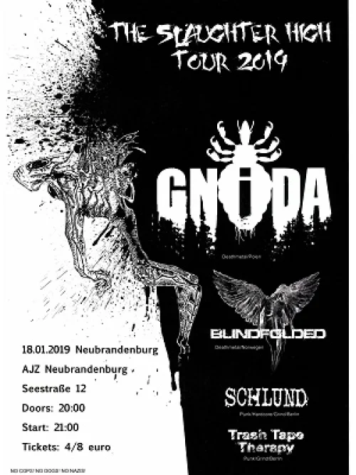 Flyer: GNIDA + OVER THE UNDER + SCHLUND + TRASH TAPE THERAPY
