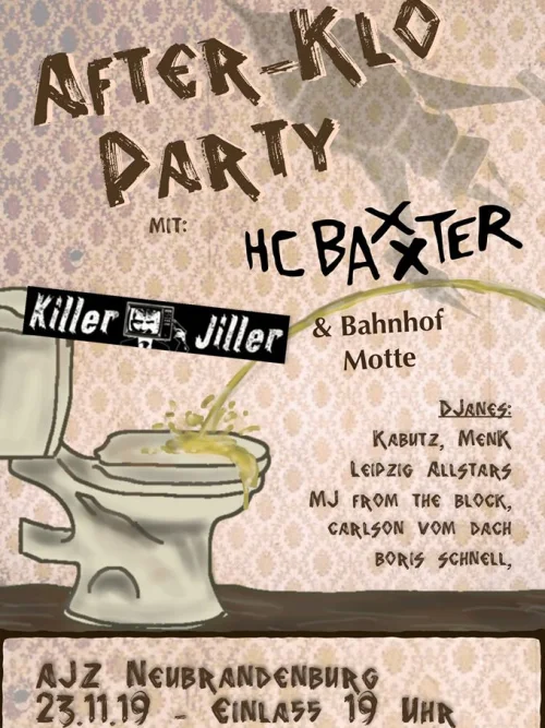 Flyer: AFTERKLOPARTY + HC BAXXTER + KILLER JILLER + BAHNHOF MOTTE
