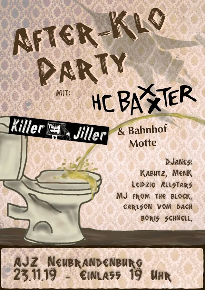 Flyer: AFTERKLOPARTY + HC BAXXTER + KILLER JILLER + BAHNHOF MOTTE