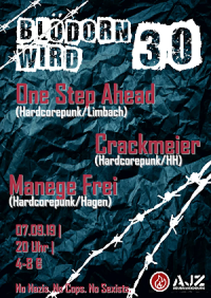 Flyer: CRACKMEIER + MANEGE FREI + ONE STEP AHEAD