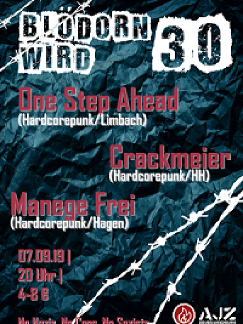 Flyer: CRACKMEIER + MANEGE FREI + ONE STEP AHEAD