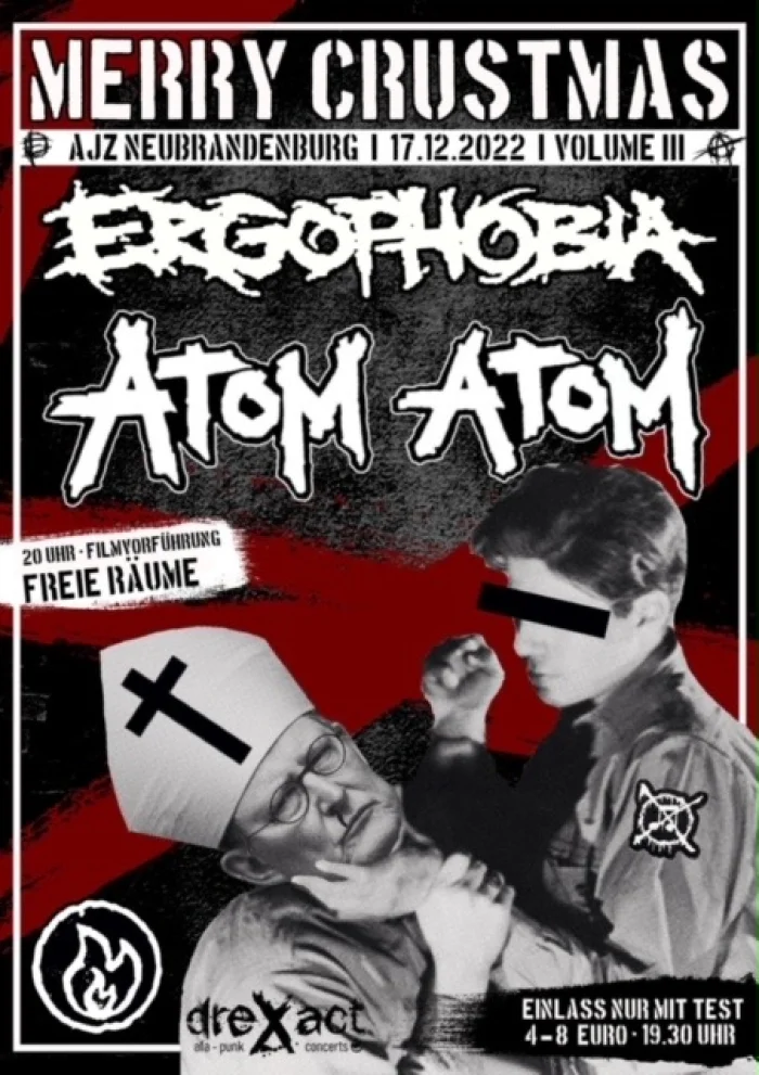 Flyer: MERRY CRUSTMAS + ERGOPHOBIA + ATOM ATOM
