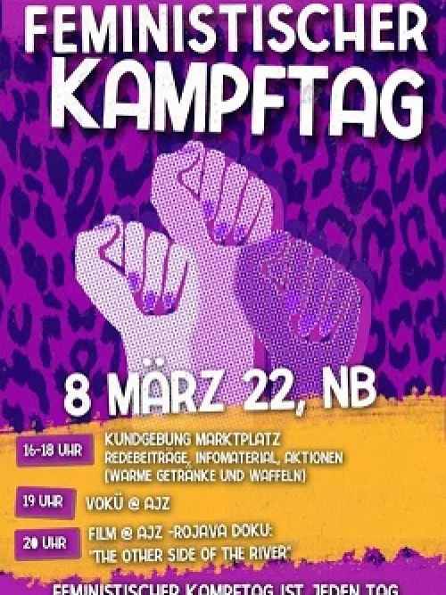 Flyer: FEMINISTISCHER KAMPFTAG // THE OTHER SIDE OF THE RIVER