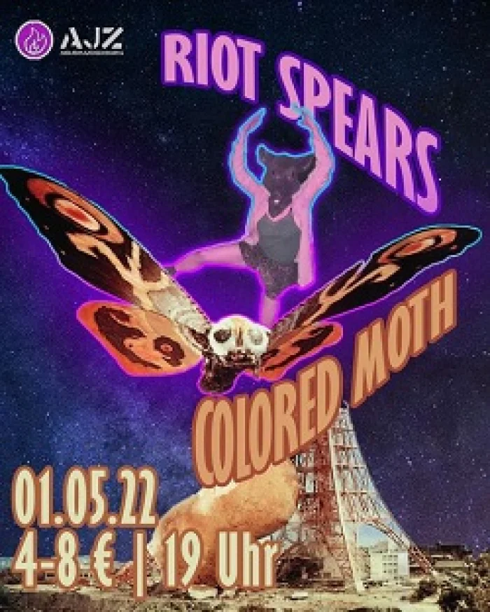 Flyer: RIOT SPEARS + COLORED MOTH