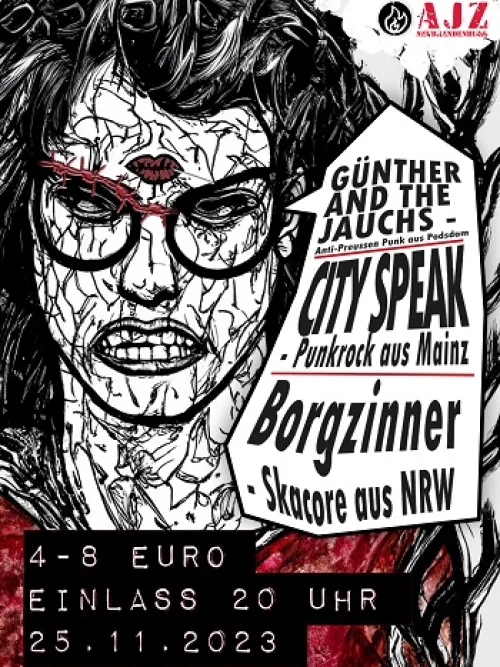 Flyer: BORGZINNER + CITY SPEAK + GÜNTHER AND THE JAUCHS