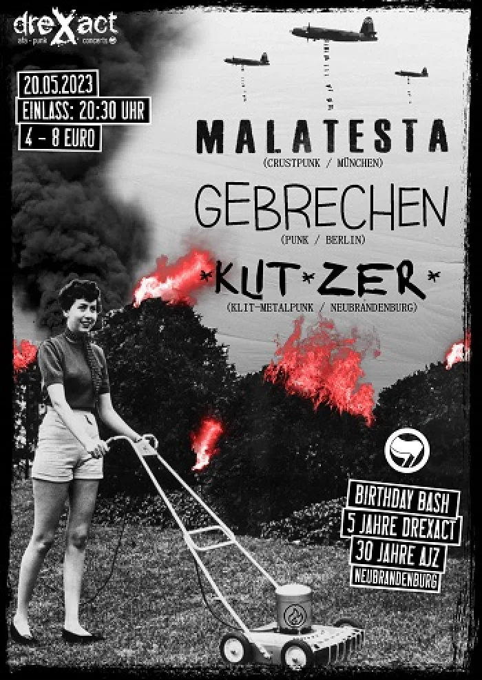 Flyer: MALATESTA + GEBRECHEN + *KLIT * ZER *