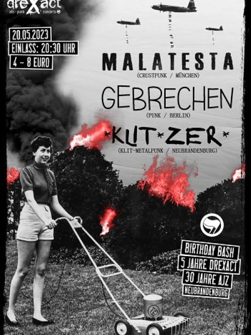 Flyer: MALATESTA + GEBRECHEN + *KLIT * ZER *