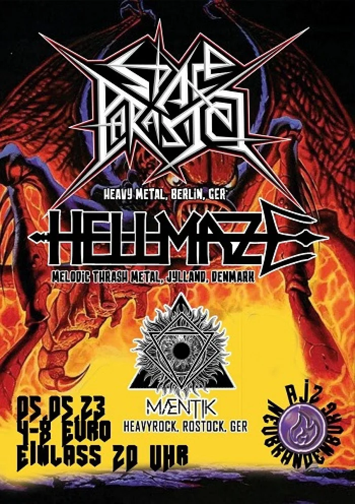 Flyer: SPACE PARASITES + HELLMAZE + MÆNTIK