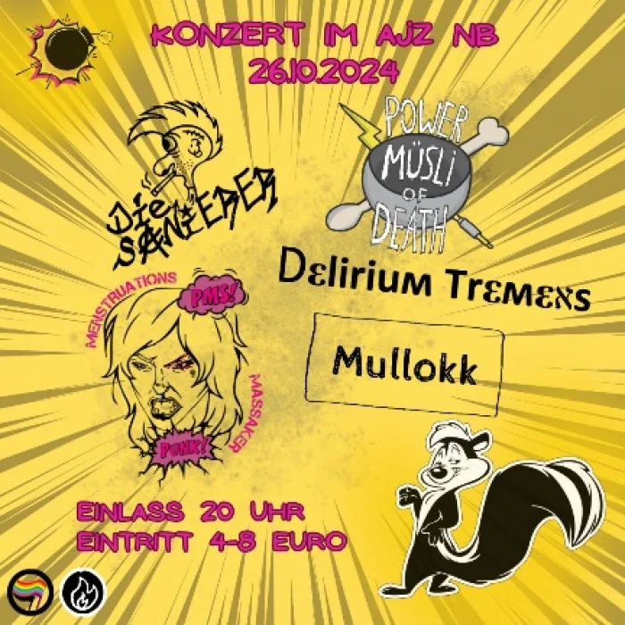 Flyer: DELIRIUM TREMENS + DIE SANIERER + MULLOKK
