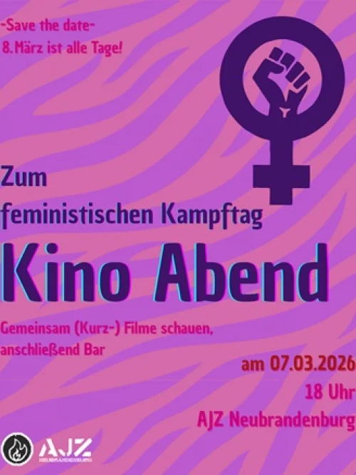 Flyer: KINOABEND ZUM FEMINISTISCHEN KAMPFTAG
